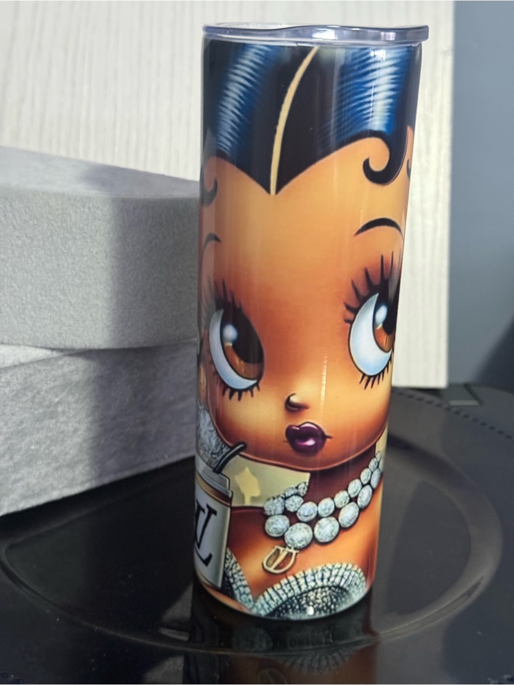 Betty Boop Orange and Black Decorative Tumbler